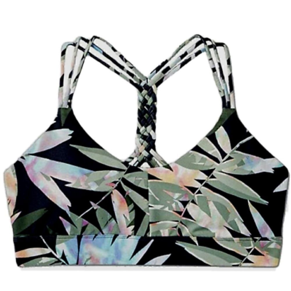 JoyLab Tropical Leaf Braided Racerback Sports Bra